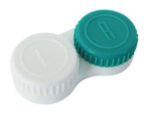 Platte lenshouder voor contactlenzen, wit en turquoise (900110002)