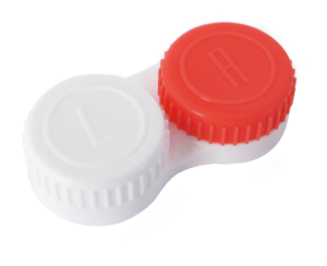 Platte lenshouder voor contactlenzen, wit en rood (900110006)