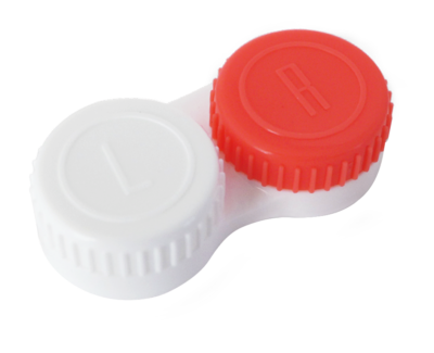 Platte lenshouder voor contactlenzen, wit en rood (900110006)