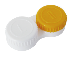 Platte lenshouder voor contactlenzen, wit en oranje (900110007)