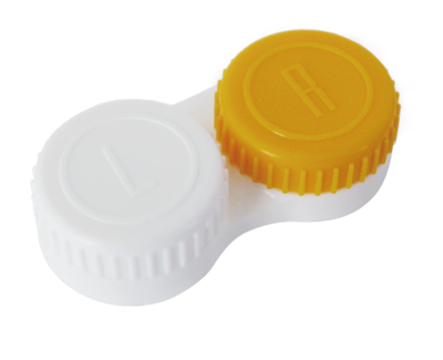 Platte lenshouder voor contactlenzen, wit en oranje (900110007)