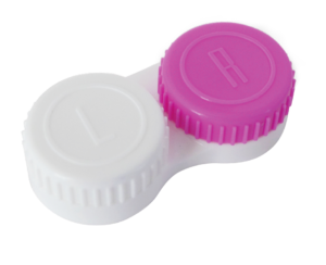 Platte lenshouder voor contactlenzen, wit en roze (900110005)