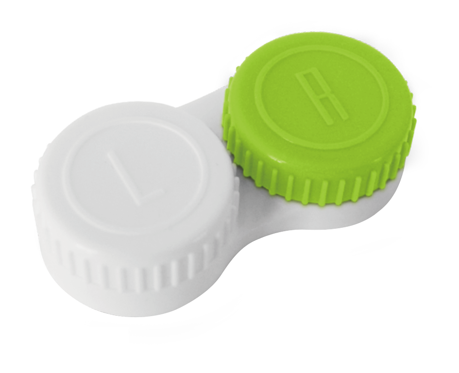 Platte lenshouder voor contactlenzen, wit en lichtgroen (900110008)